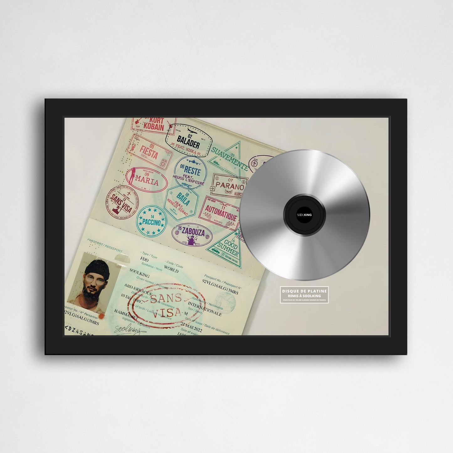 Disque de platine Soolking - Sans visa | Rapcertif